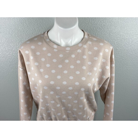 By The River Women Large Polka Dot Sweatshirt Cropped Faded Pink Casual NWT - Picture 2 of 9